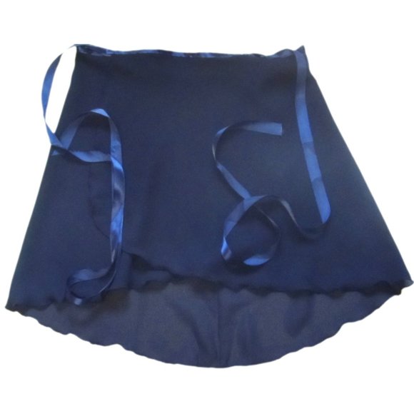 Sheer-Delights.com Dresses & Skirts - Navy Georgette Wrap Ballet Dance Skirt High Low Medium Large